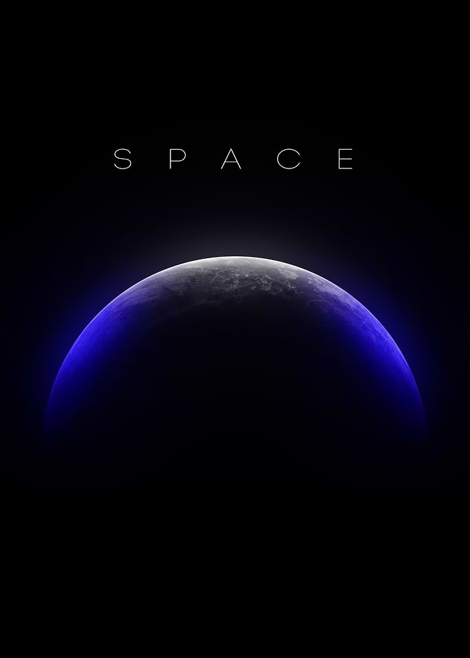 Space Planet with Blue Glow