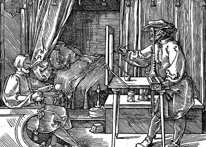 Man Painting a Portrait Albrecht Durer Engraving