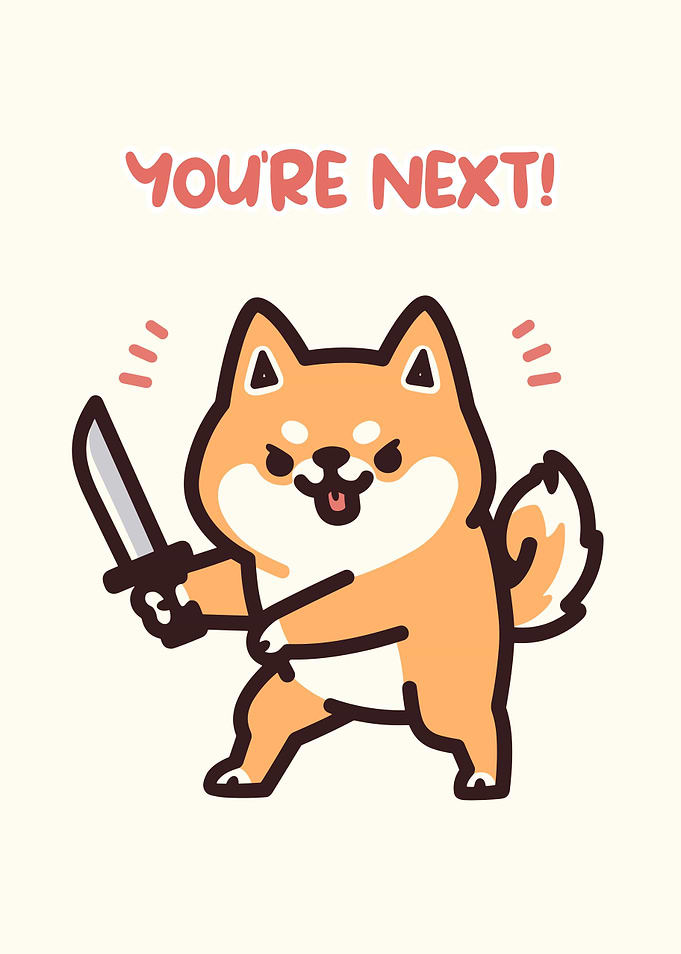 Shiba Inu with Knife