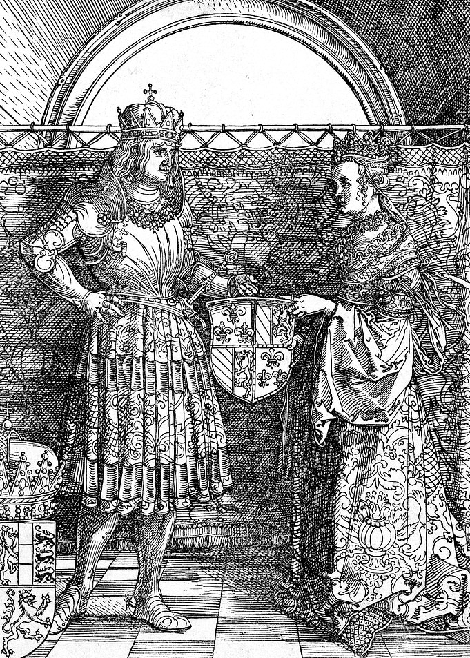 Betrothal of Maximilian with Mary of Burgundy Albrecht Durer Engraving