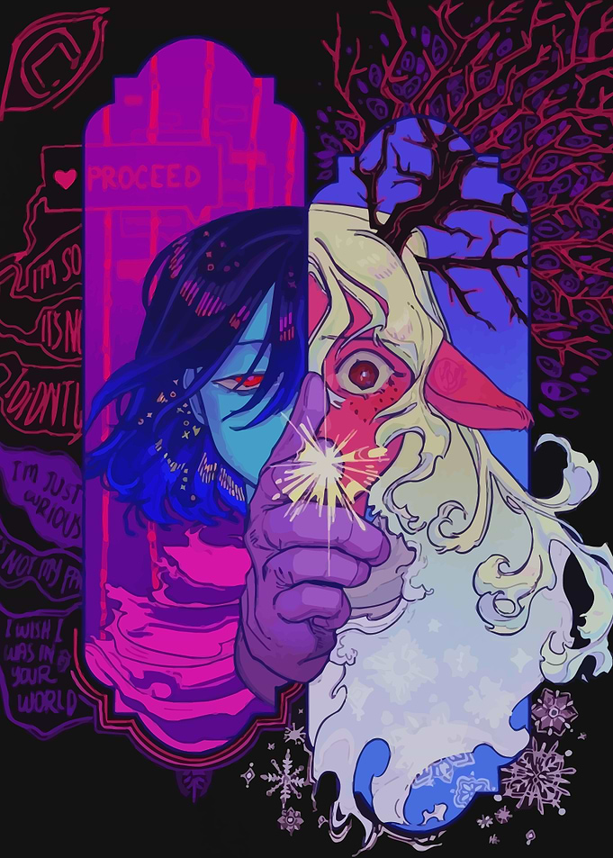 Deltarune Kris and Ralsei Split Image