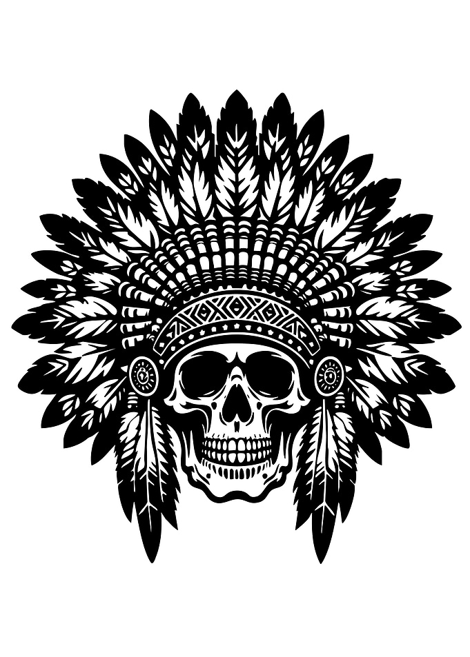 Skull with Native American Headdress