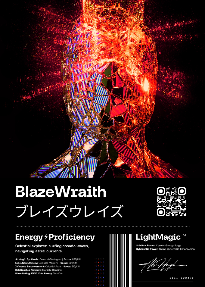 Title BlazeWraith: Neon Cyberpunk Superhero Wall Art for Kids from the LIGHTMAGIC® Series