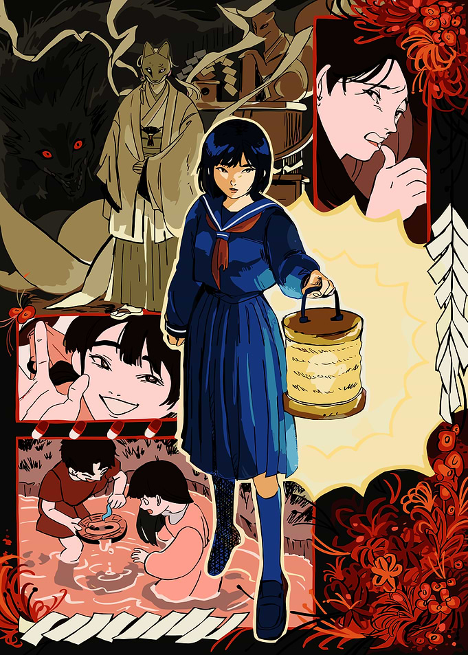 Japanese Schoolgirl with Bento Box