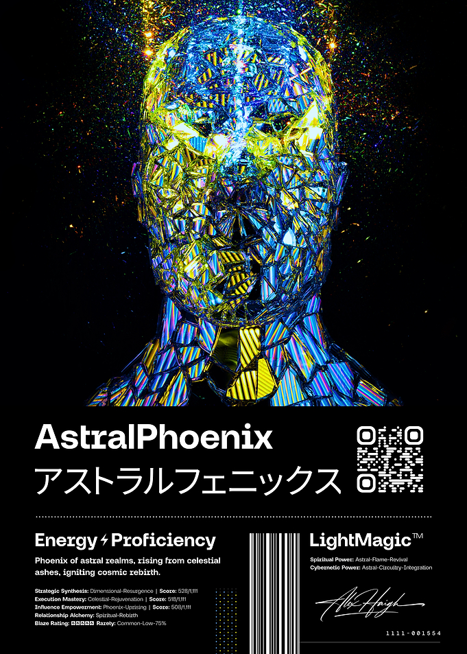 AstralPhoenix: Neon Cyberpunk Superhero Wall Art for Kids from the LIGHTMAGIC® Series