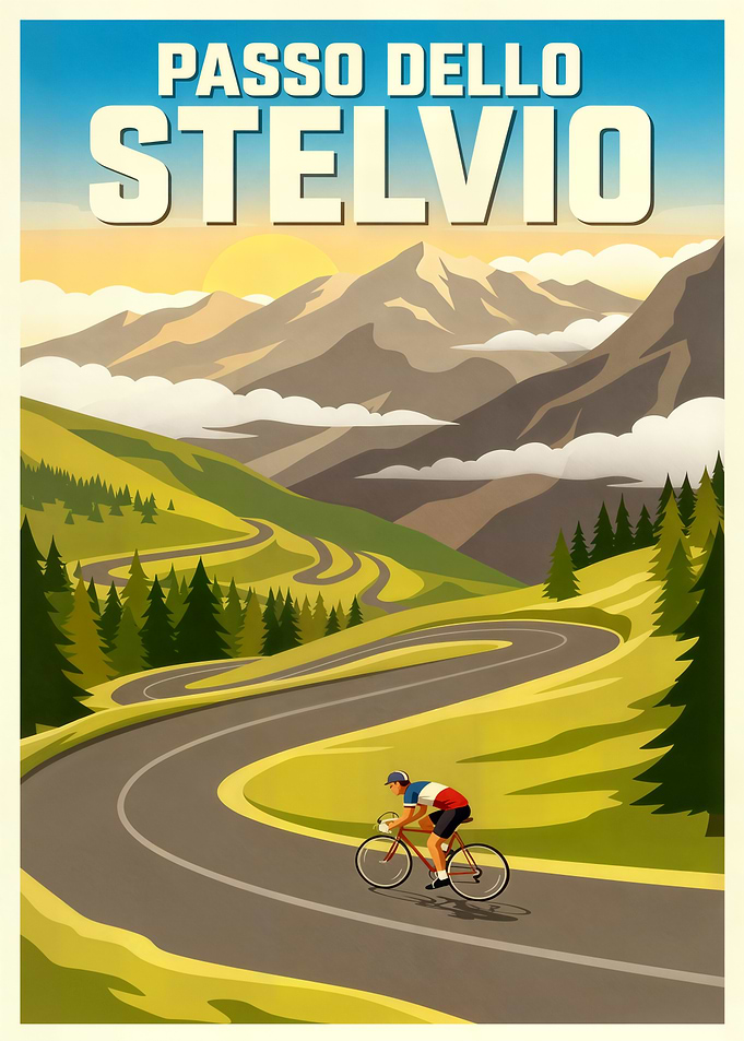 Passo dello Stelvio Cycling Poster