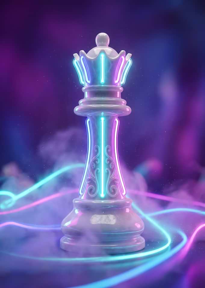Neon Queen Chess Piece
