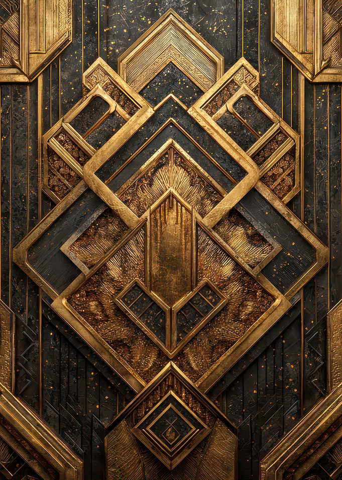 Golden Art Deco Geometric Pattern