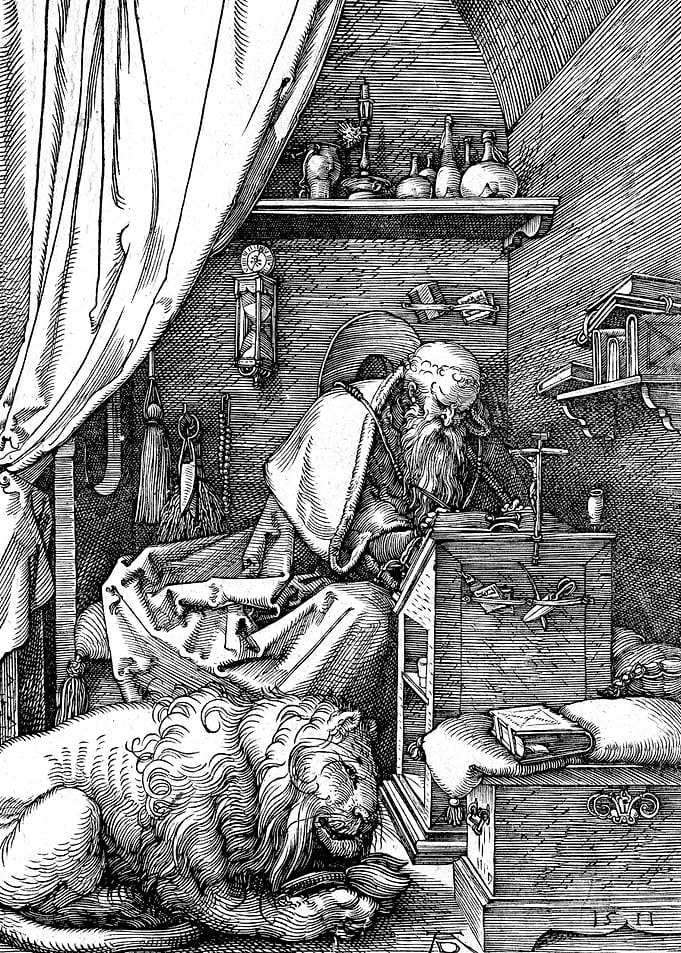 Saint Jerome in His Cell Albrecht Durer Engraving