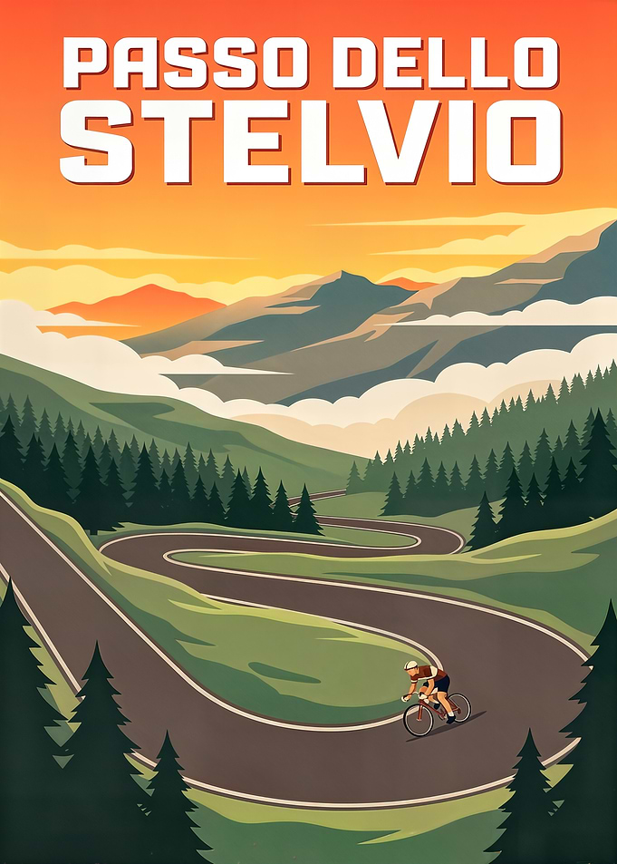 Passo dello Stelvio Cycling Poster