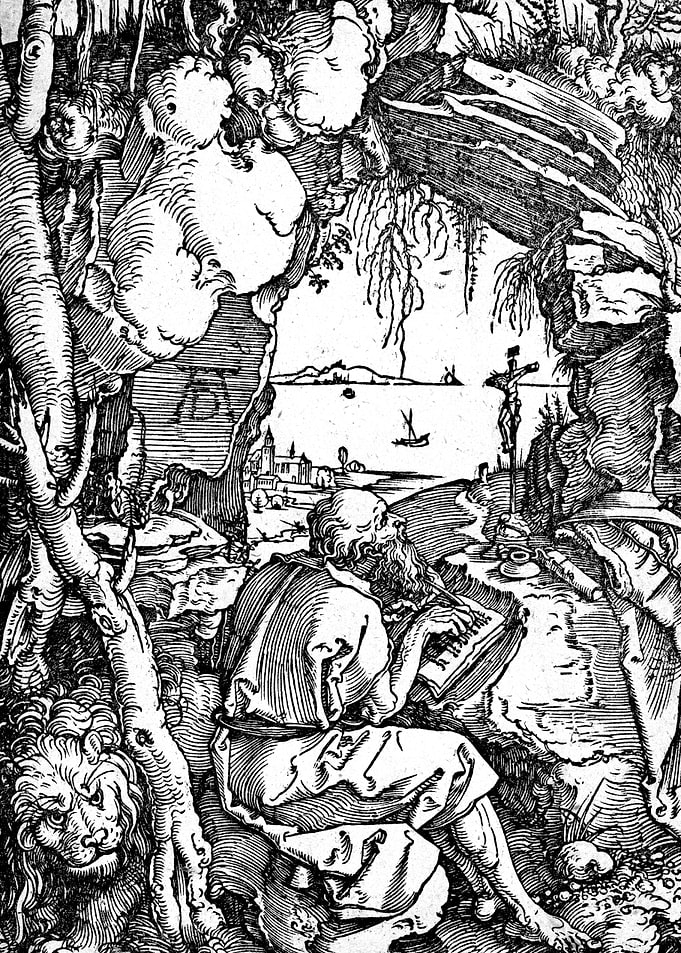 Saint Jerome in a Cave Albrecht Durer Engraving