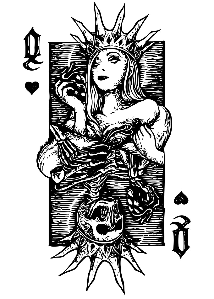 Queen of Hearts Card Illustration