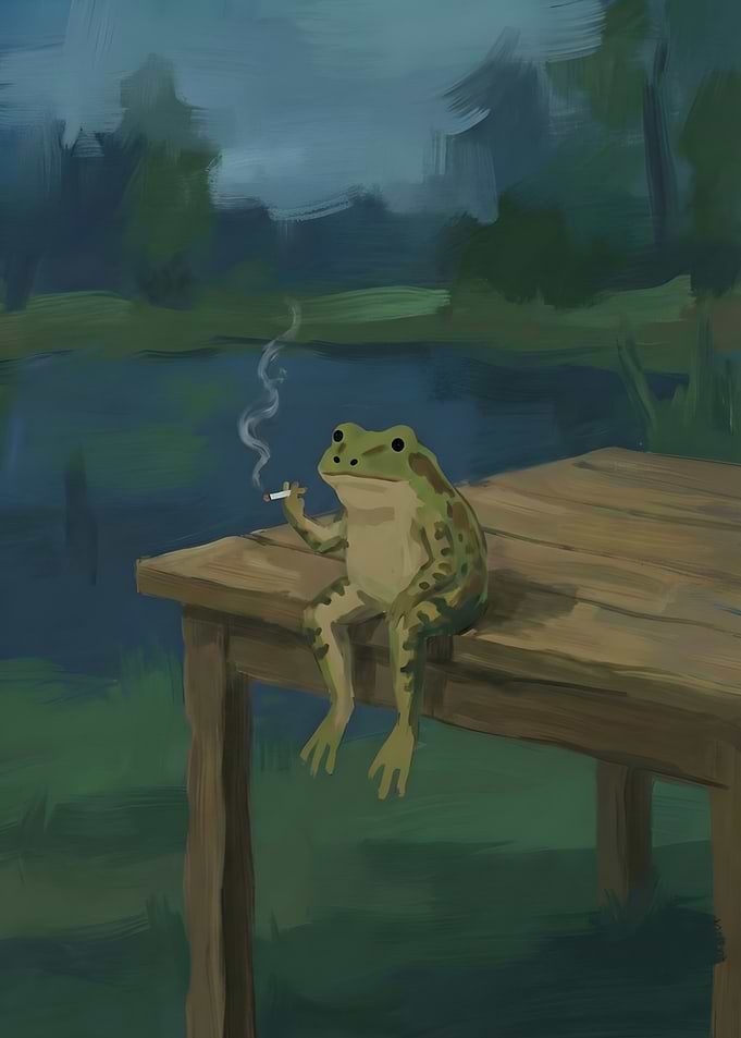Smoking Frog on Dock