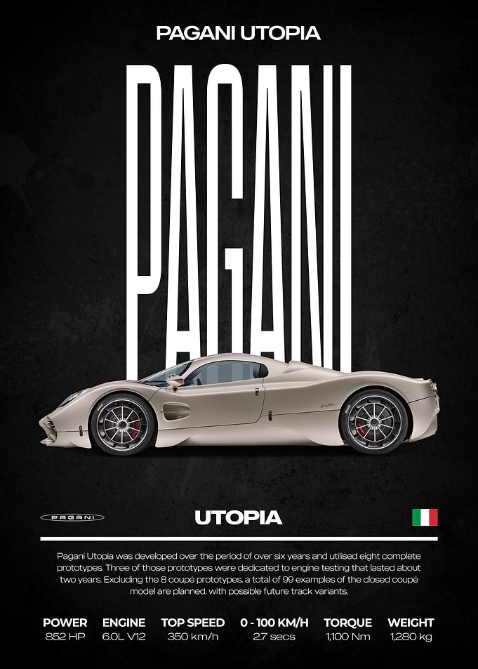Pagani Utopia Car Specs Poster