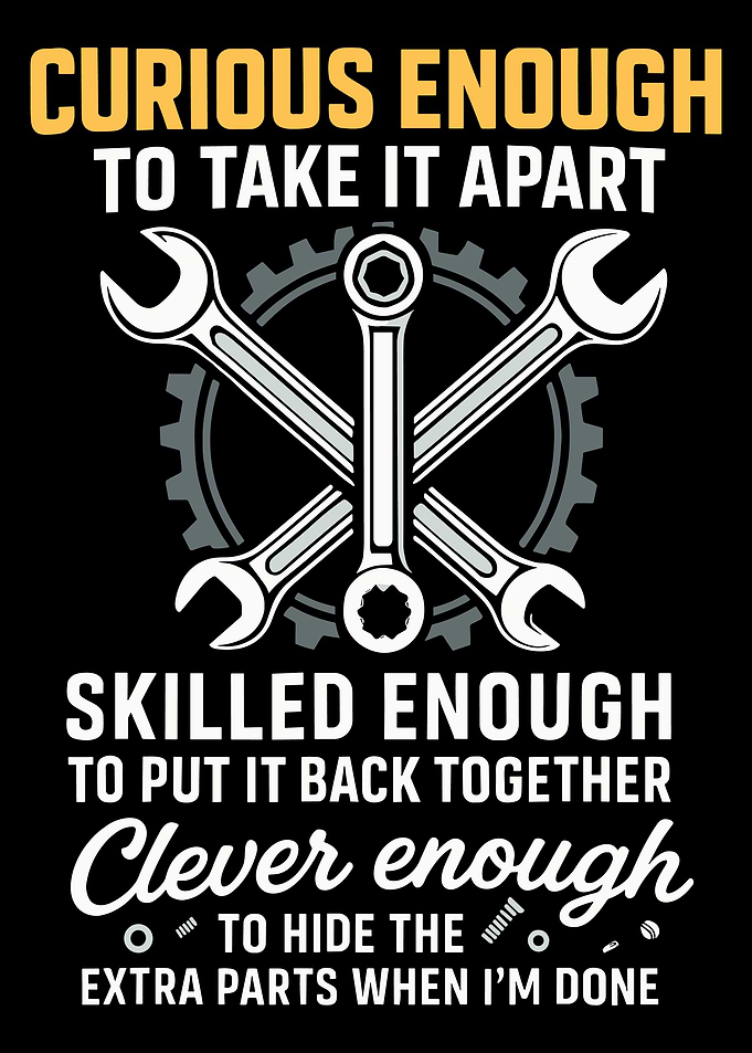 Funny Mechanic Poster, Wrenches Gear Wall Art, Humorous Tool Lover Workshop Print