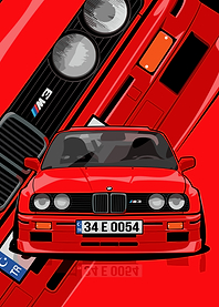 Red BMW M3 E30 Illustration