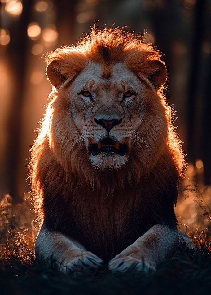 Majestic Lion Portrait in Golden Light