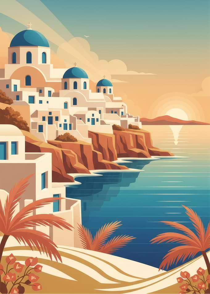 Santorini Greece Coastal View