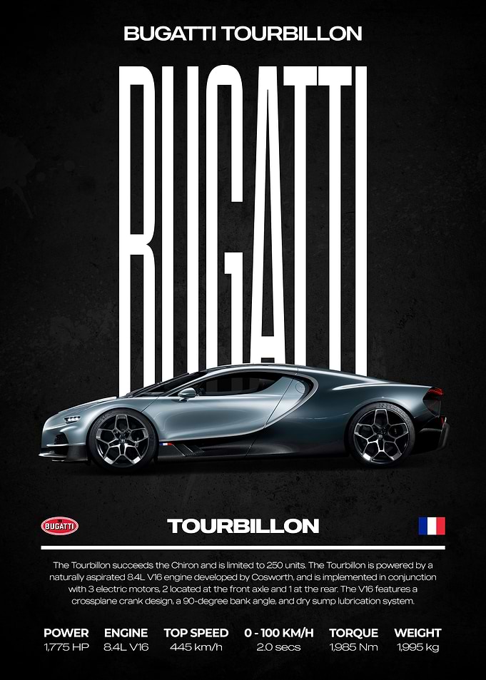 Bugatti Tourbillon Car Poster