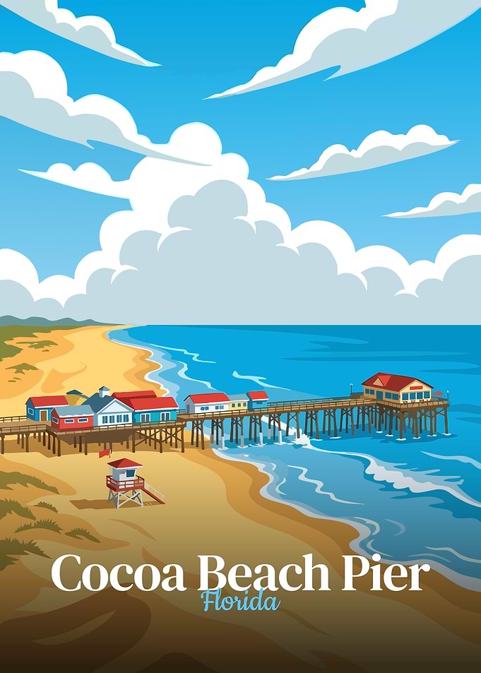 Cocoa Beach Pier, Florida Illustration