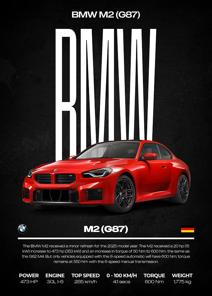 BMW M2 (G87) Car Poster