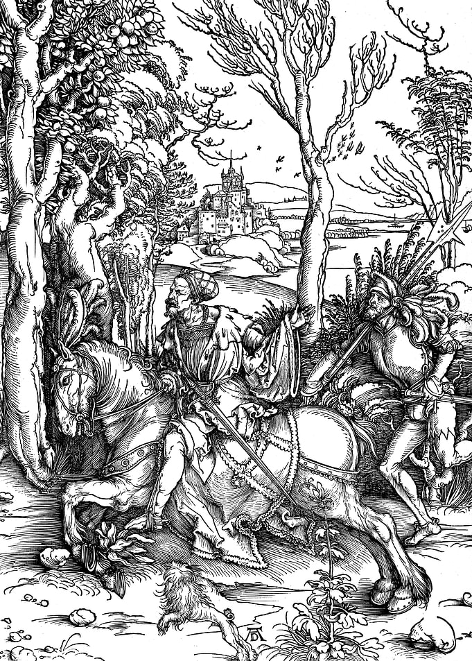 The Knight and the Landsknecht Albrecht Durer Engraving