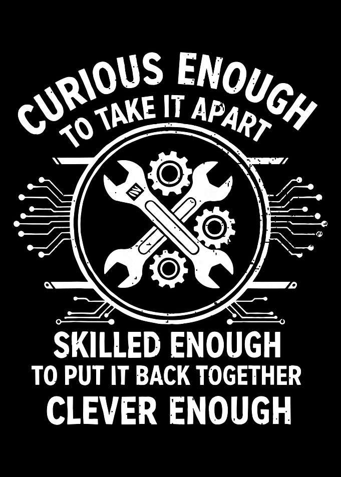 Curious Enough to Take It Apart Engineering Poster, Mechanic & Tech Wall Art Print