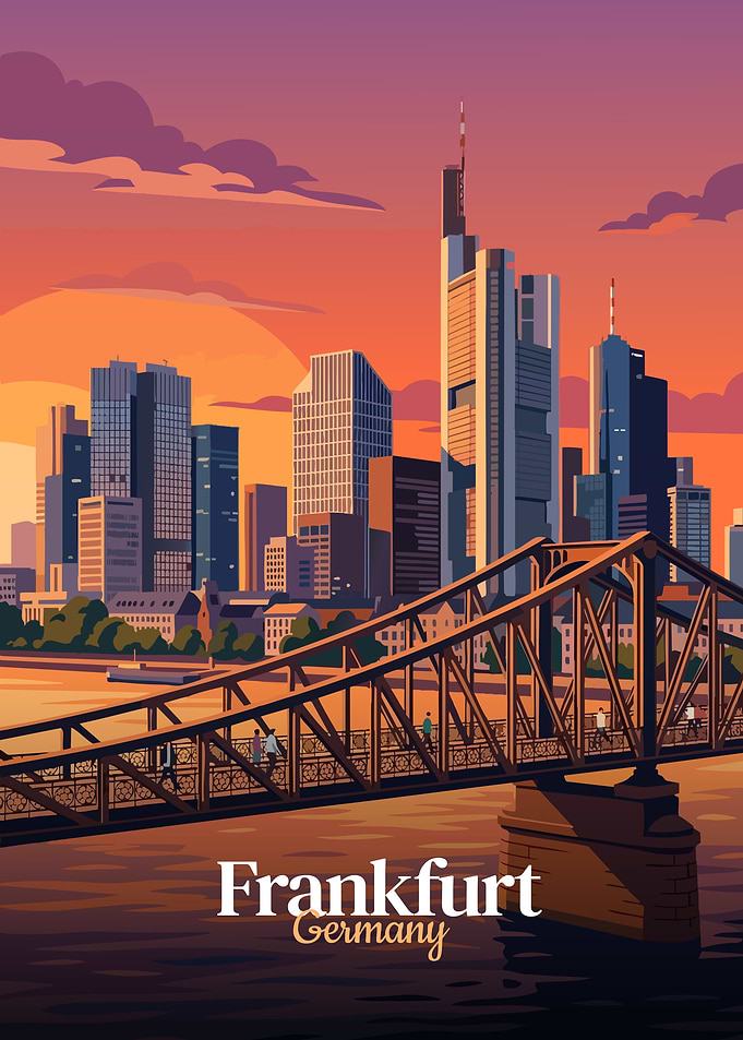 Frankfurt Germany Cityscape at Sunset
