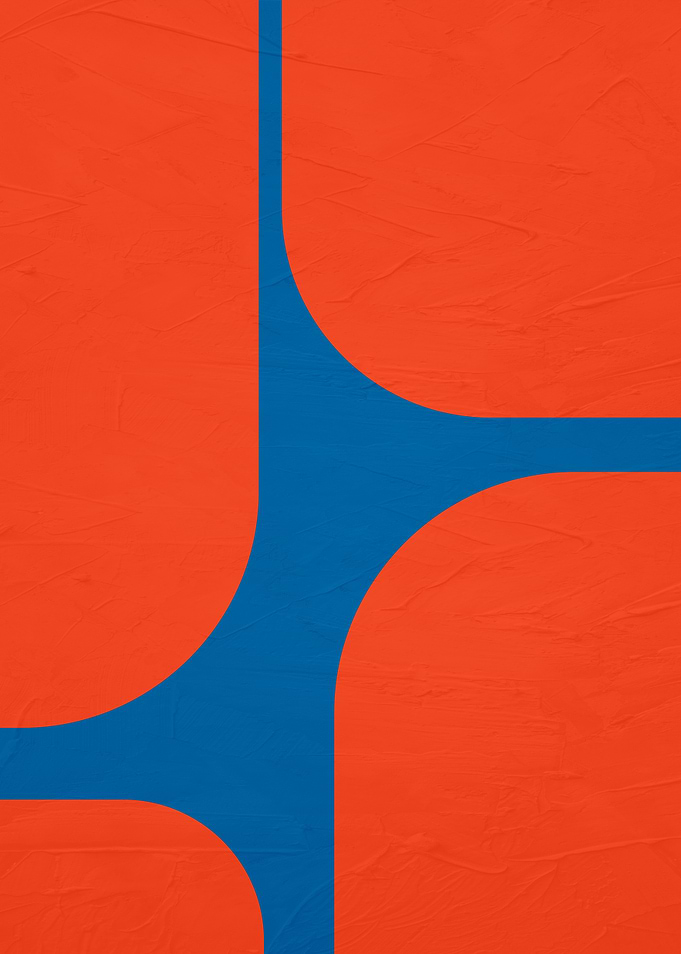 Abstract Orange and Blue Geometric Art