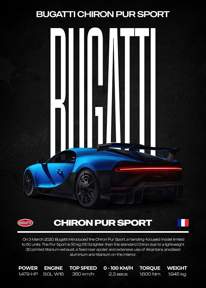 Bugatti Chiron Pur Sport Poster