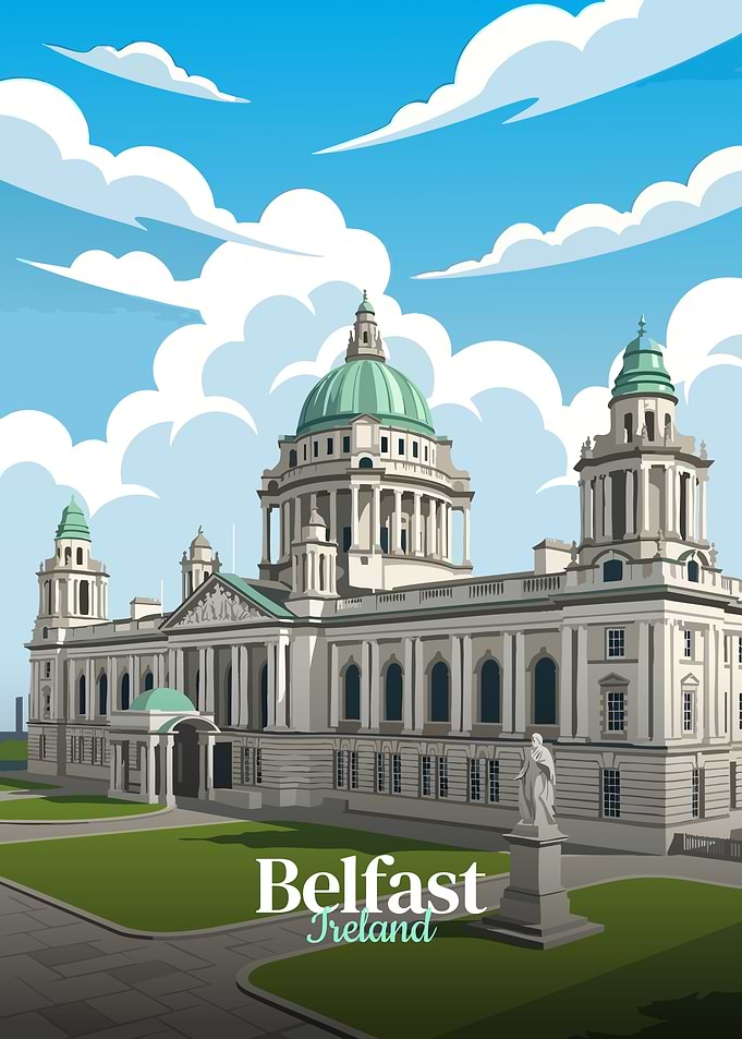 Belfast City Hall, Ireland Illustration