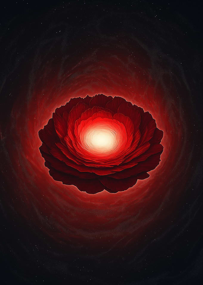 Abstract Red Flower in Dark Space