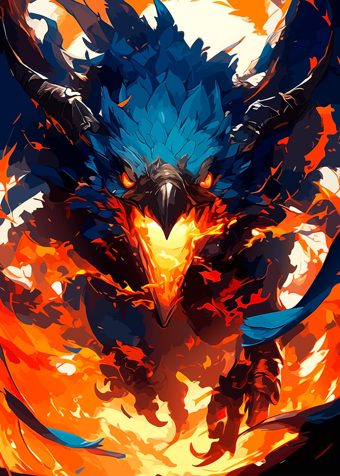 Fiery Blue Phoenix Digital Art