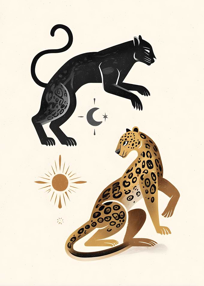 Panther Ying Yang Illustration