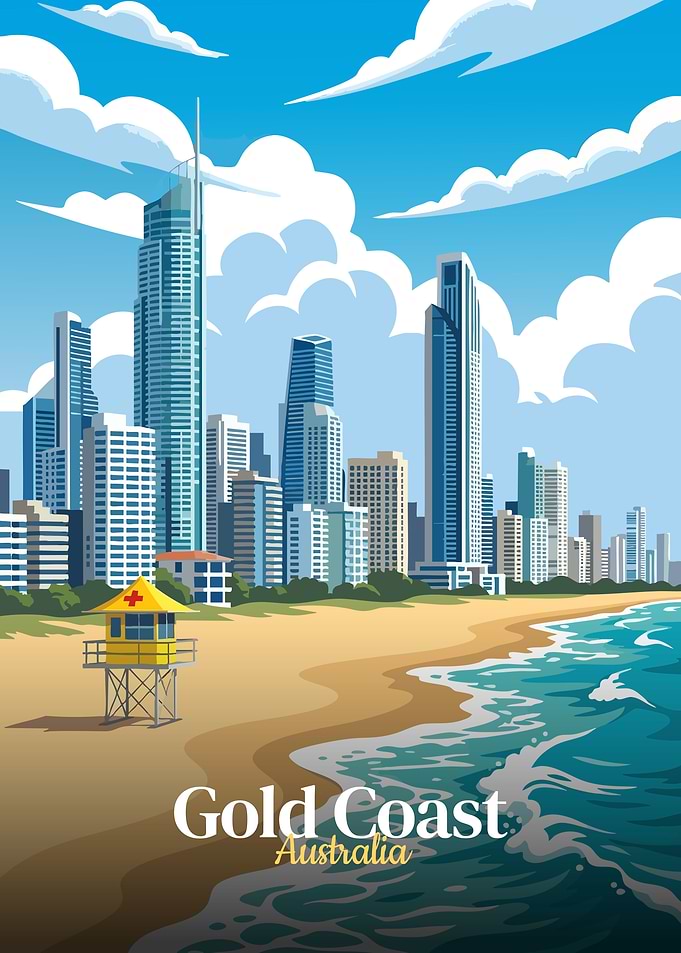 Gold Coast Australia Cityscape Illustration