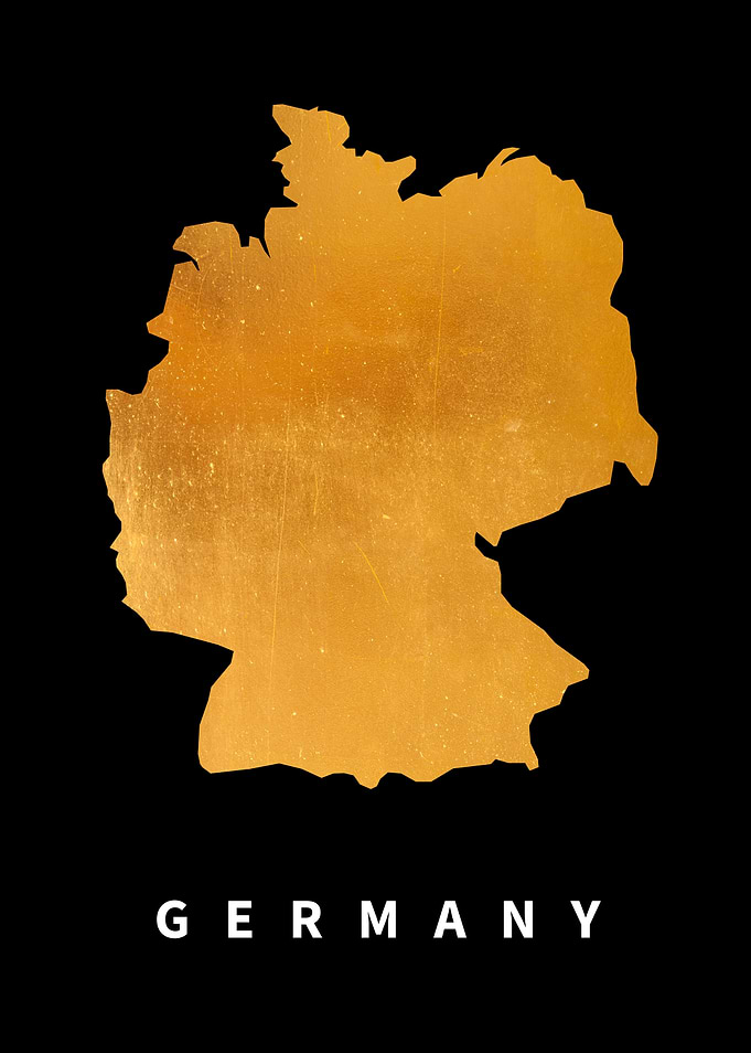 Germany Map on Golden Black
