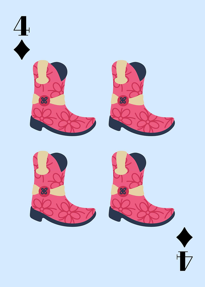 Four of Diamonds Cowboy Boots Card