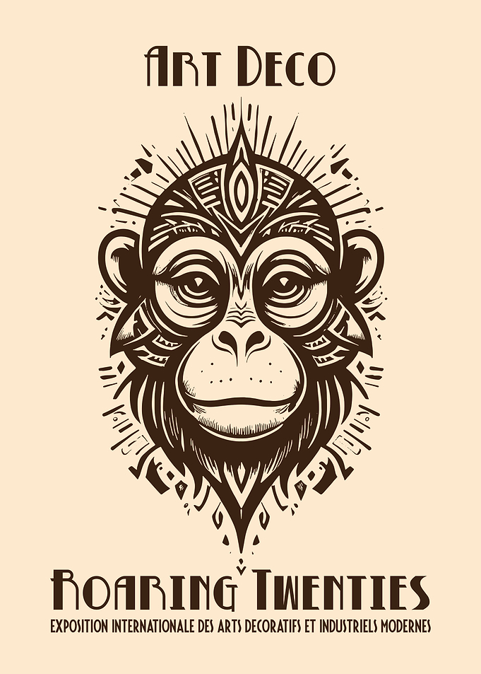 Art Deco Monkey Roaring Twenties Poster