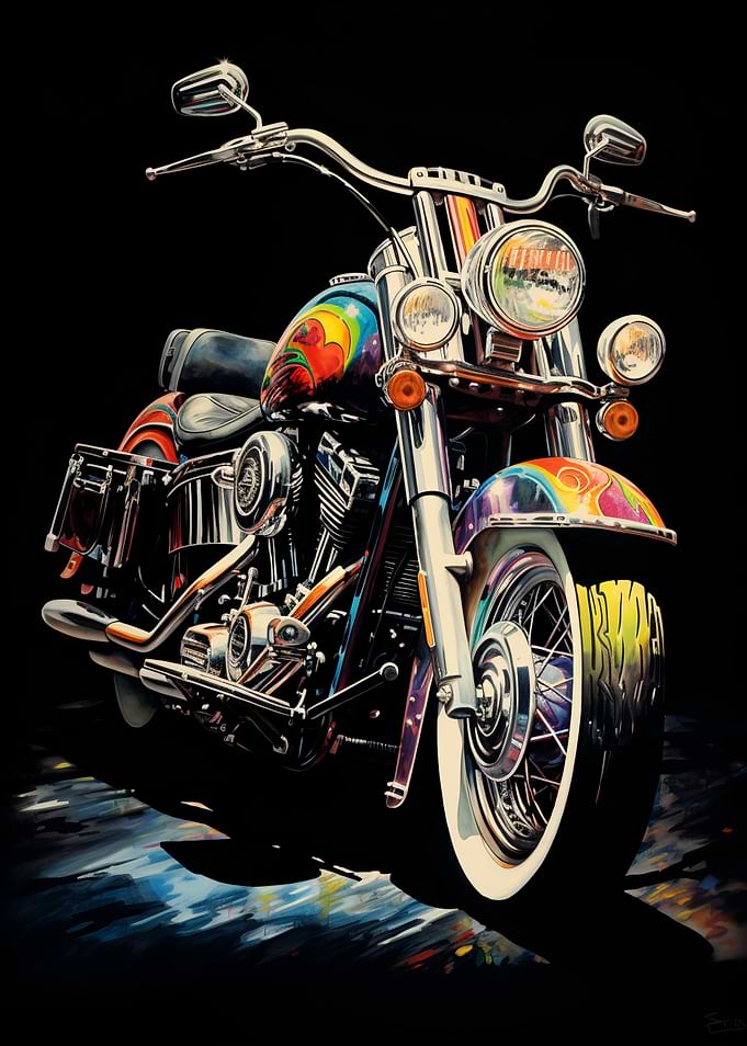 Colorful Motorcycle Art