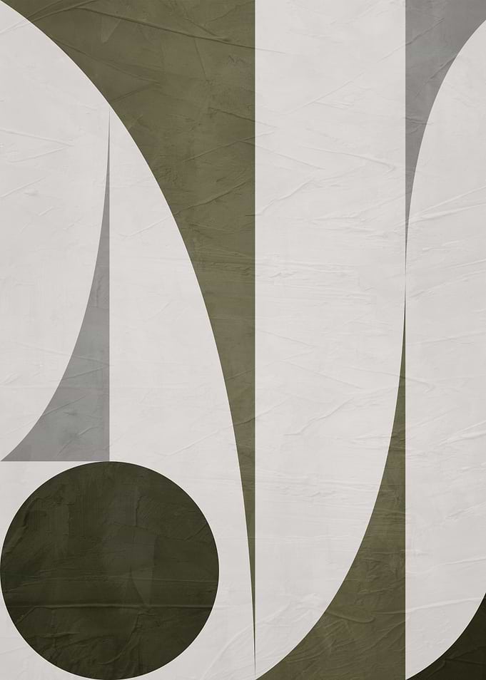 Abstract Geometric Art in Olive and White