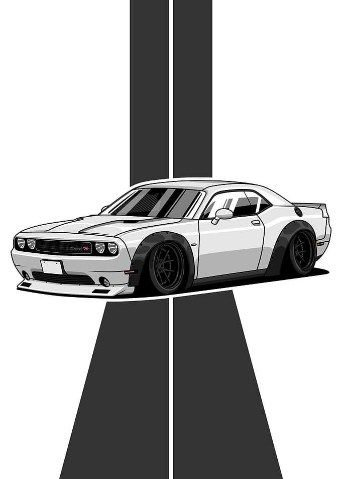 White Dodge Challenger LBWK