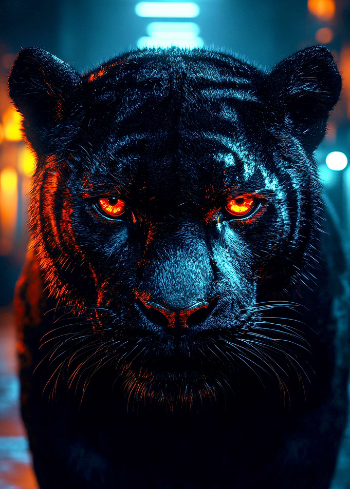 Cyberpunk Black Panther Portrait