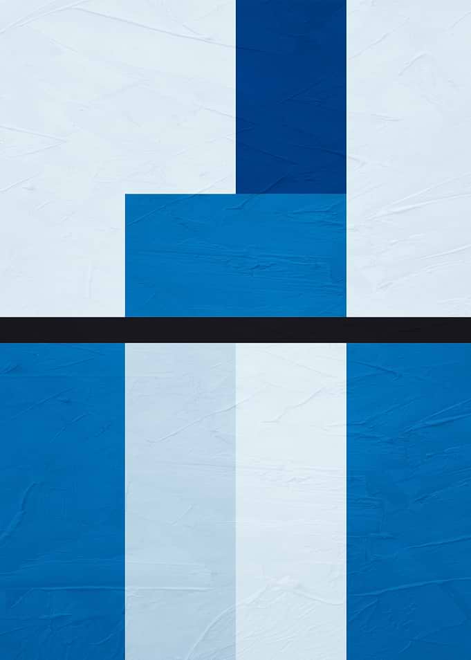 Abstract Blue and White Geometric Design