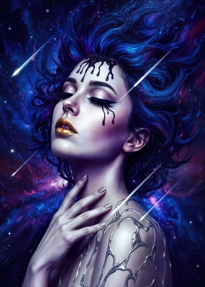 Celestial Woman with Falling Stars