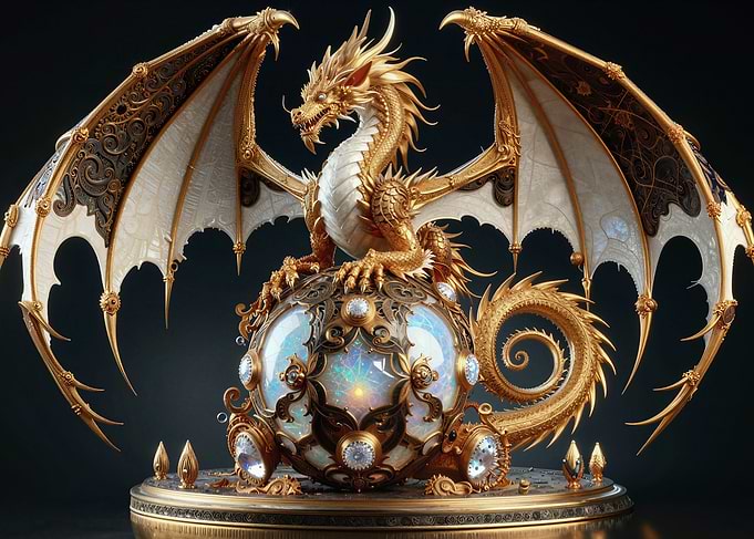 Golden Dragon on Jeweled Orb
