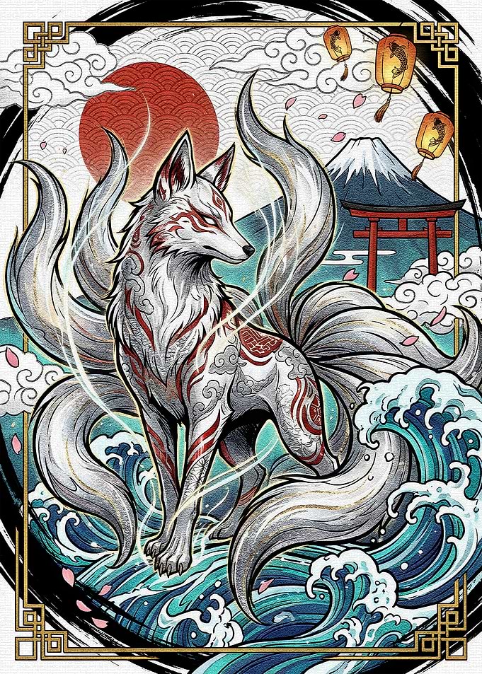 Nine-Tailed Fox Japanese Art