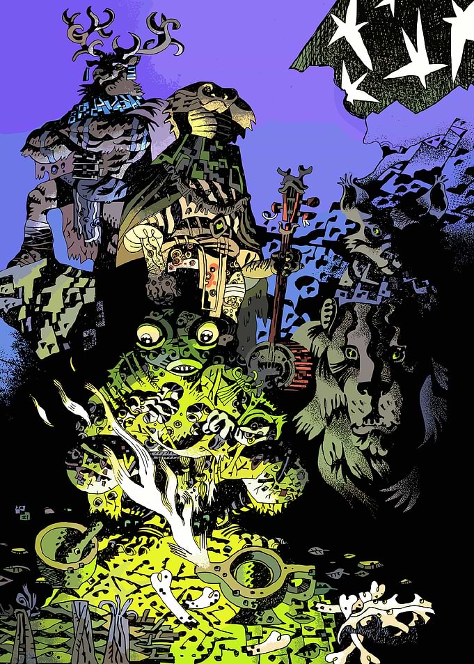 Mystical Creatures and Landscape Illustration