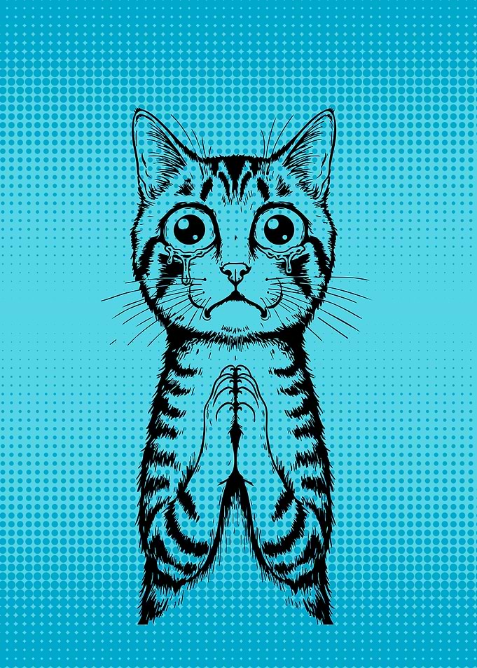 Crying Cat Pop Art Illustration