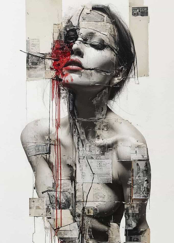 Abstract Portrait with Red Accent