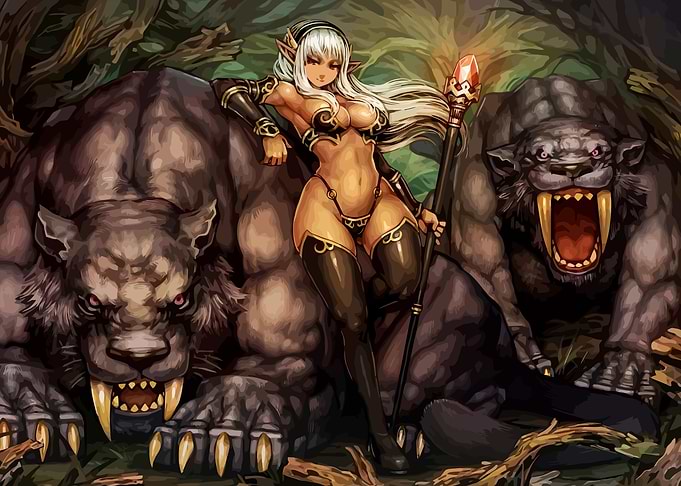 Elf Warrior with Panthers